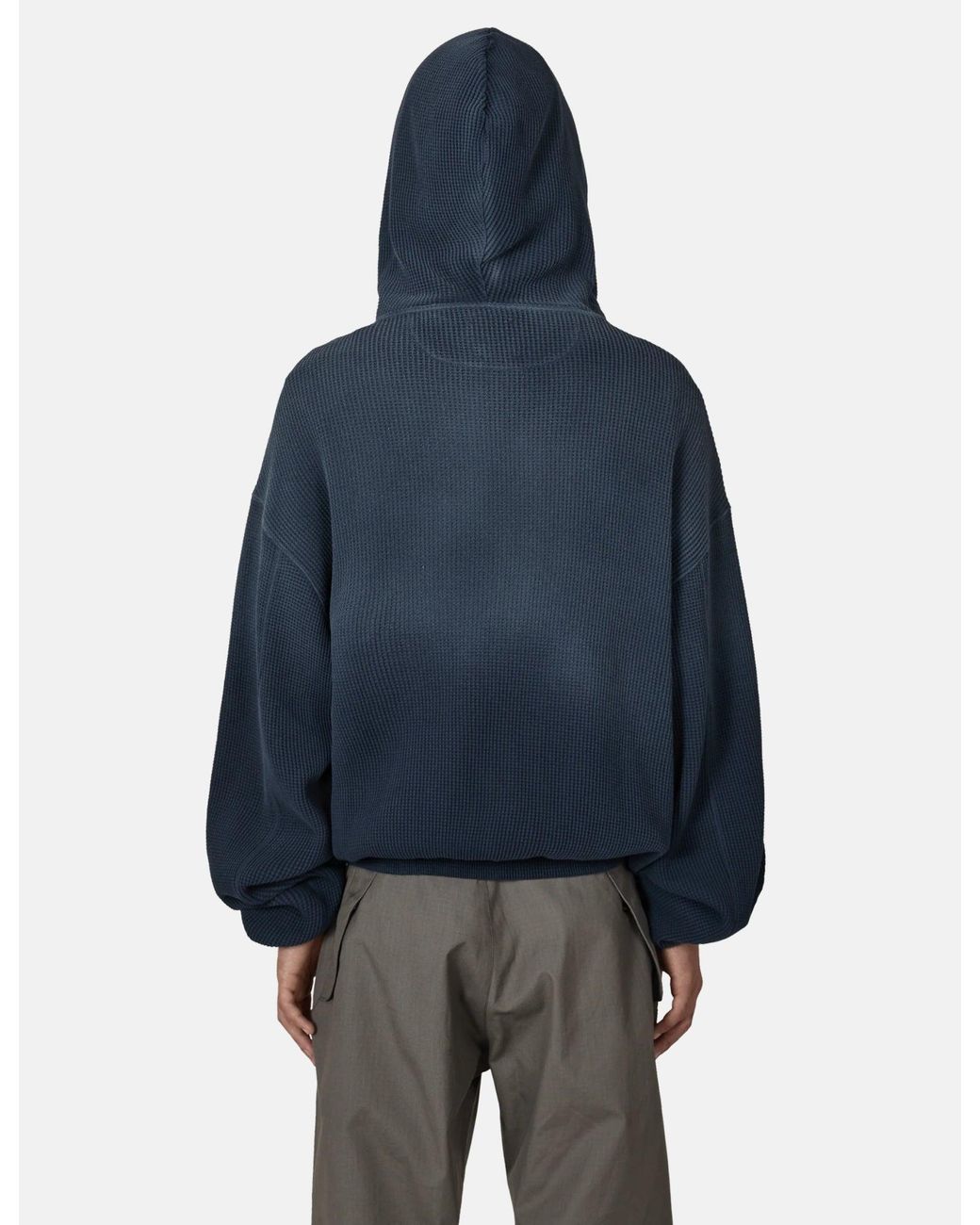 Roa Blue Bee Sun Faded Organic Waffle Zip Up Hoodie for men