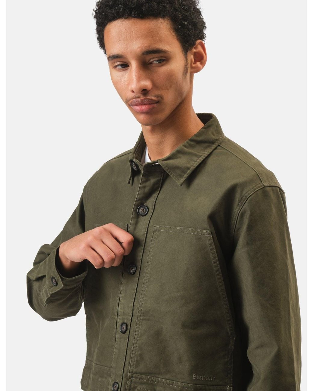 Barbour Green Newbirch Cotton Sateen Overshirt for men