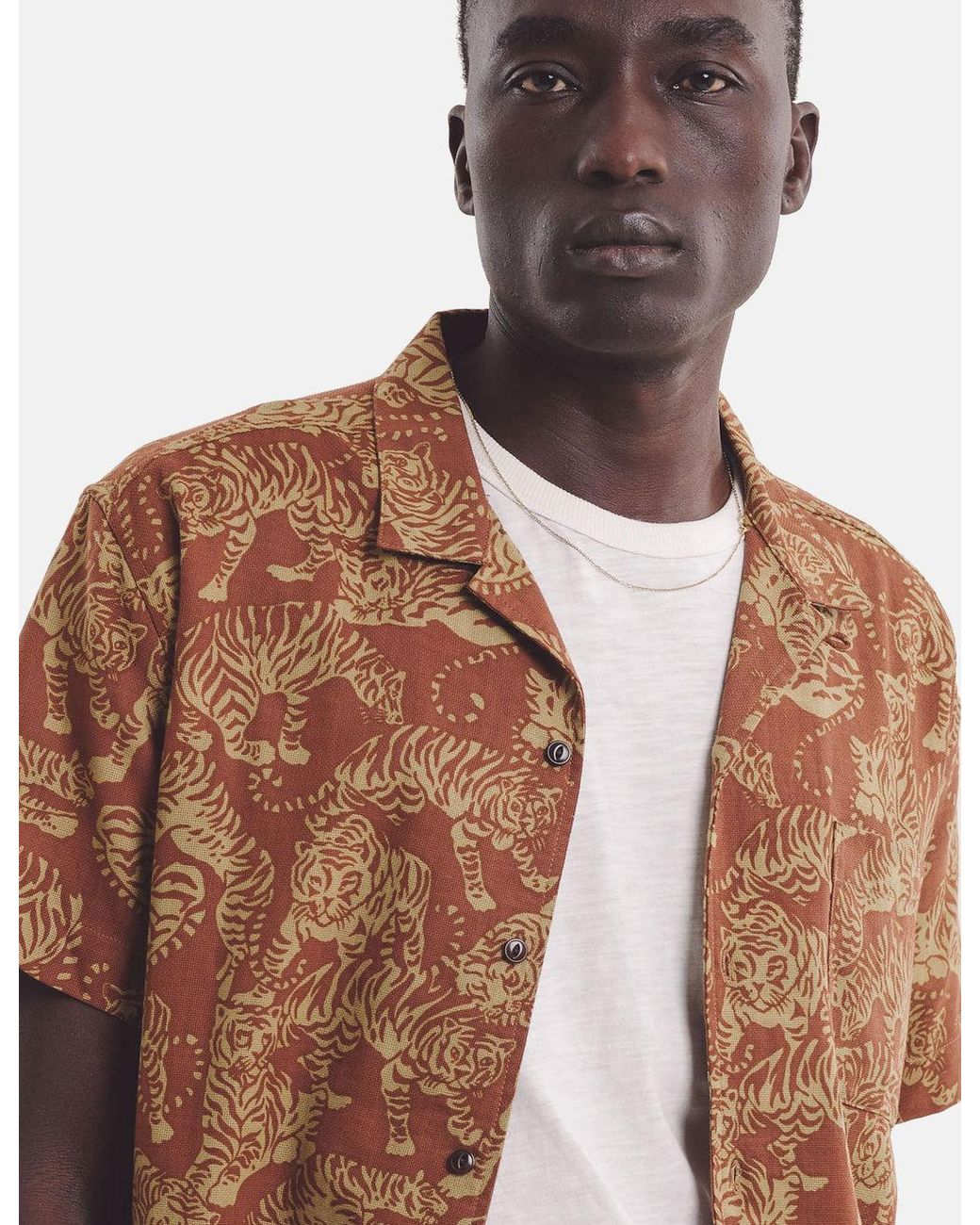 YMC Brown Tiger Malick Shirt for men