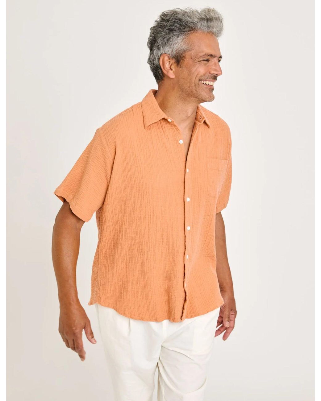 Laz Paz Orange La Paz Roque Grandpa Baggy Shirt for men