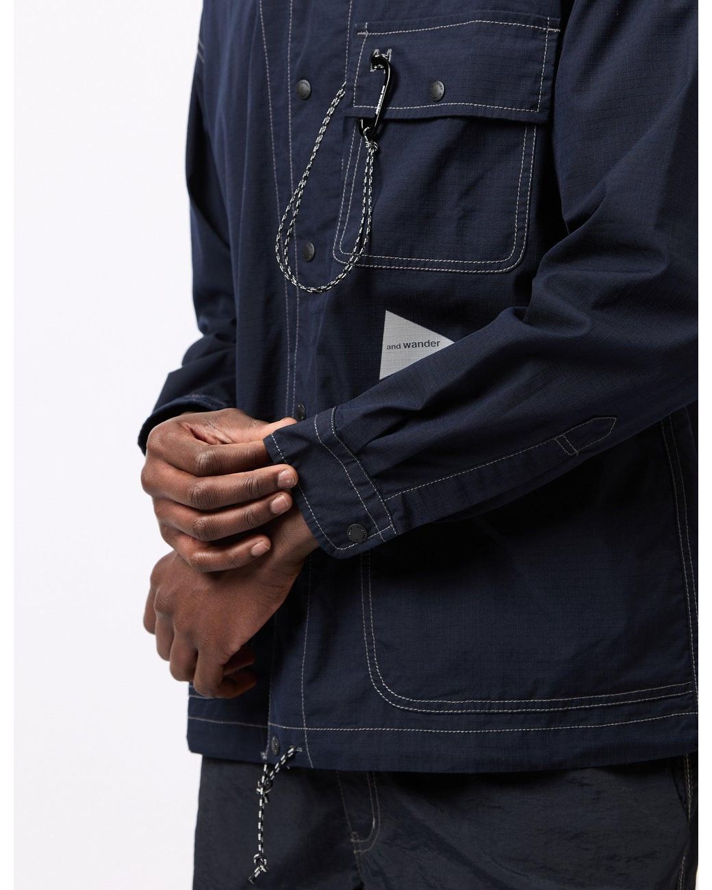 And Wander Blue Dry Rip Shirt Jacket for men