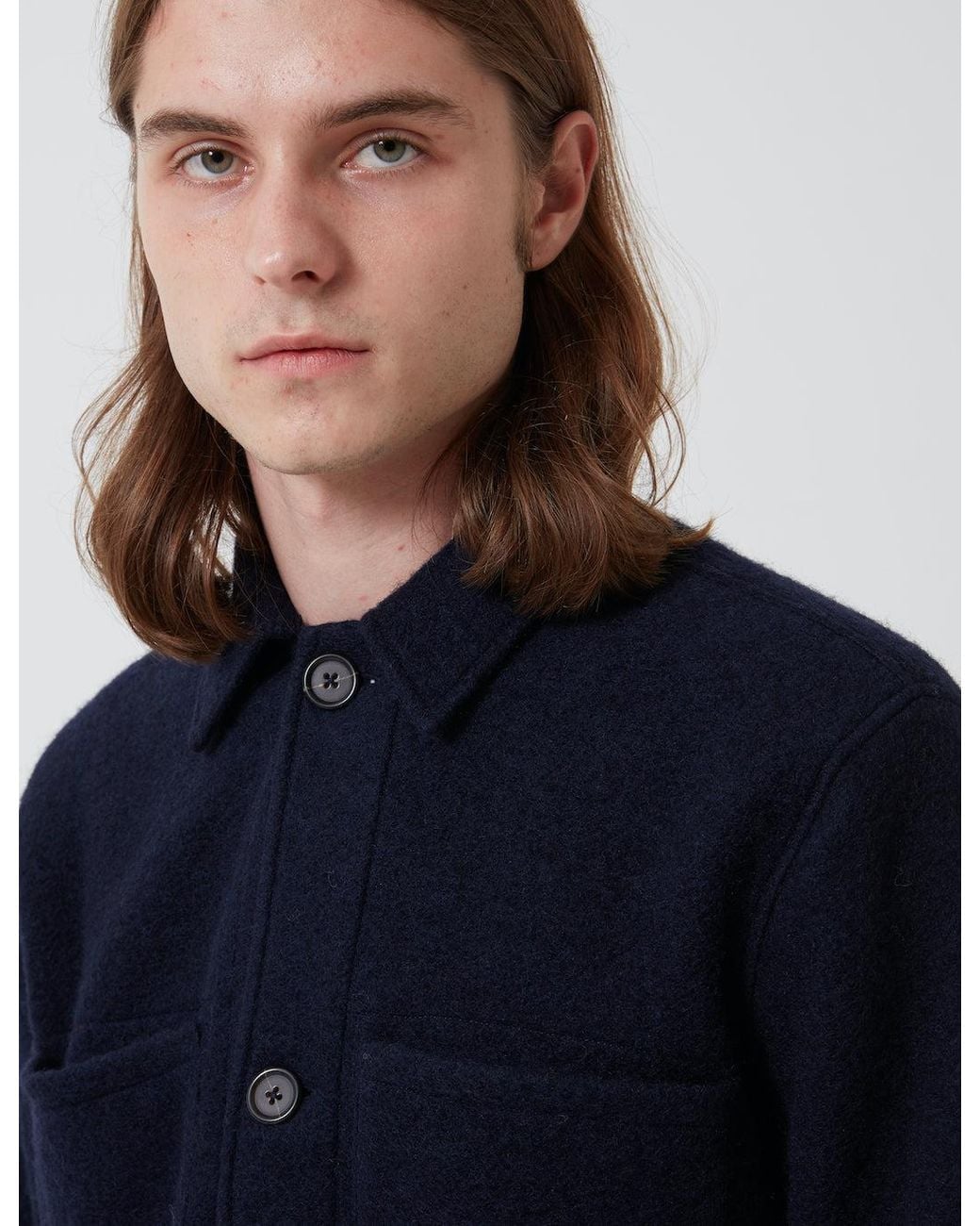 Universal Works Blue Lumber Jacket (Wool Fleece) for men