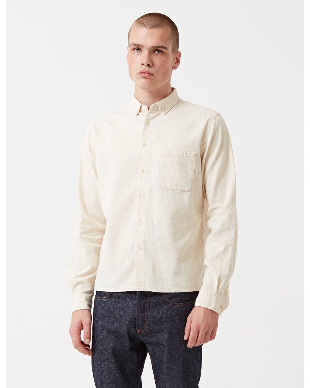 YMC White Jan & Dean Chambray Shirt for men