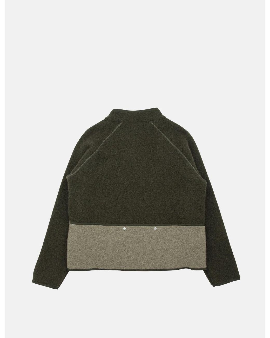 Folk Green Boxy Puzzle Fleece (Wool Mix) for men
