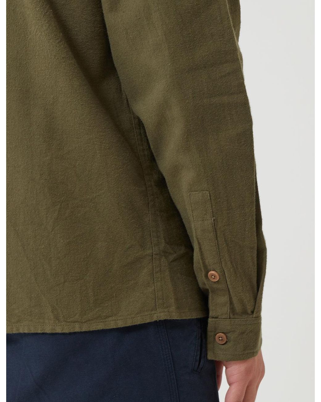 Folk Green Folk Patch Shirt (Flannel Cotton) for men