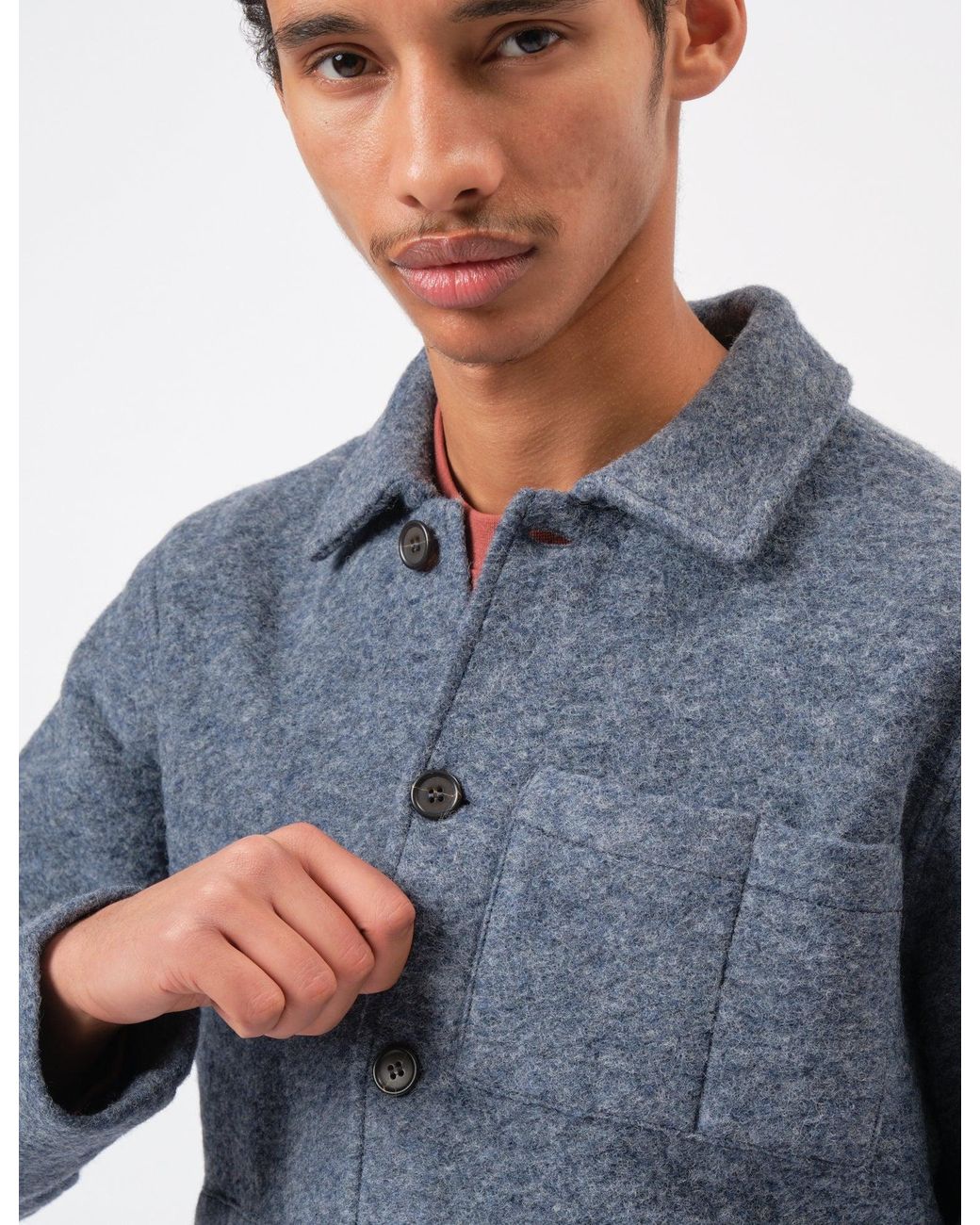 Universal Works Blue Uniform Jacket (Wool Fleece) for men