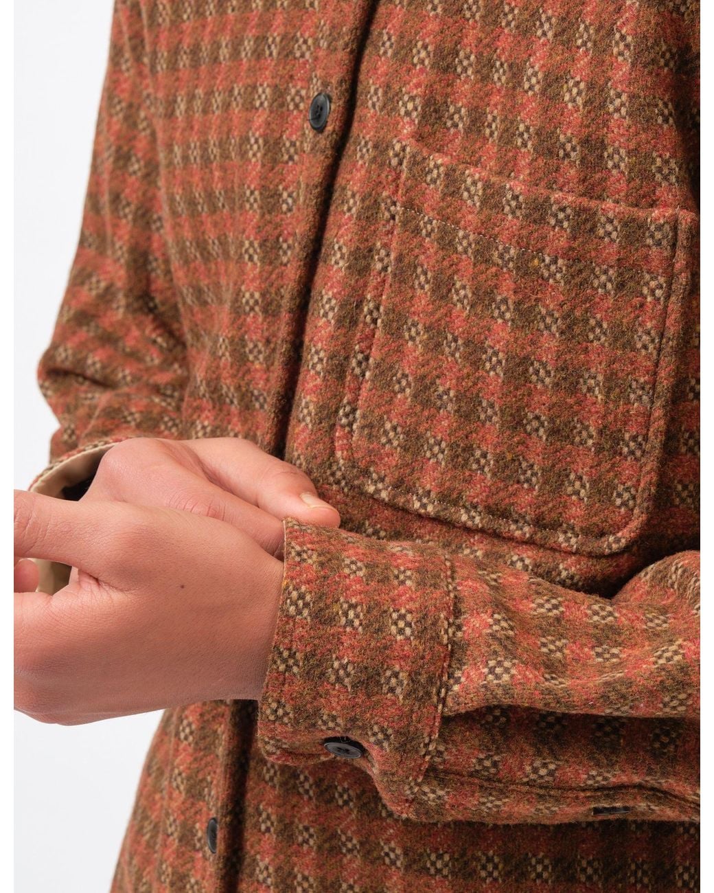 Portuguese Flannel Brown Merino Tweed Shirt for men