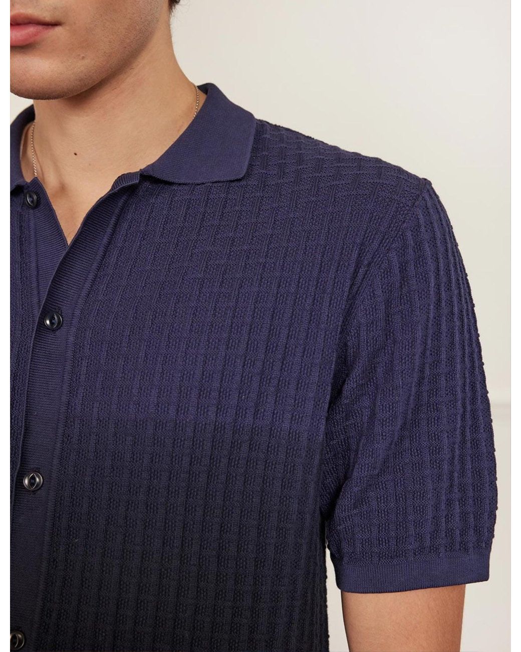 Percival Blue Dip Dab Knitted Shirt (Organic Cotton) for men
