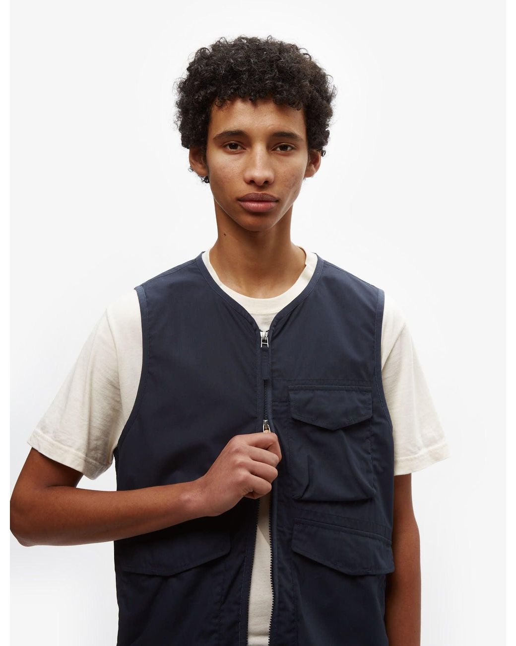 Universal Works Blue Parachute Liner Gilet (Recycled Poly) for men