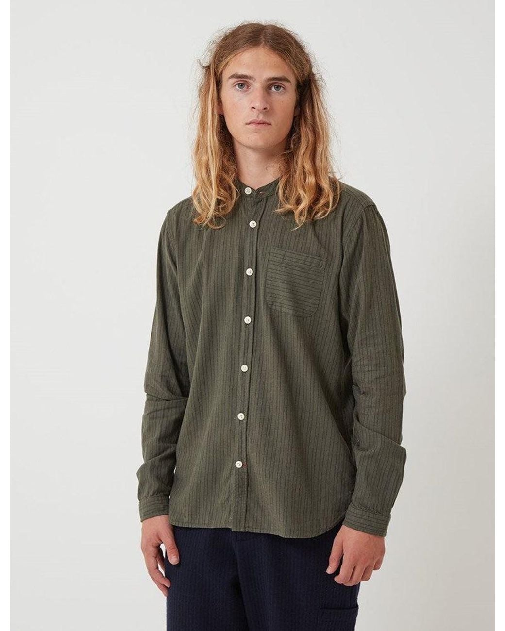 Oliver Spencer Green Grandad Shirt for men