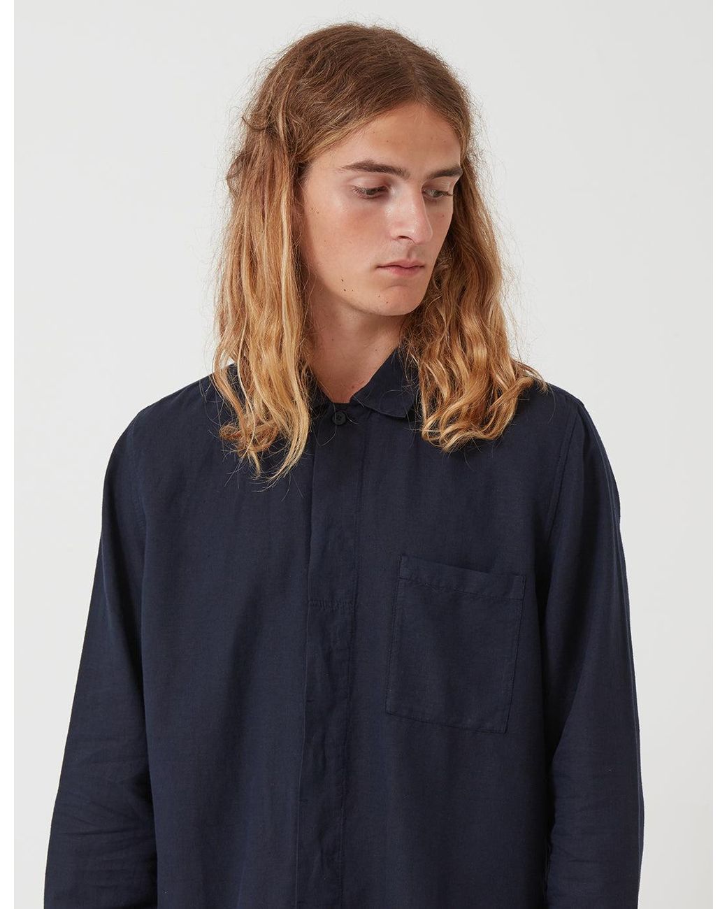 Folk Blue Folk Patch Shirt for men