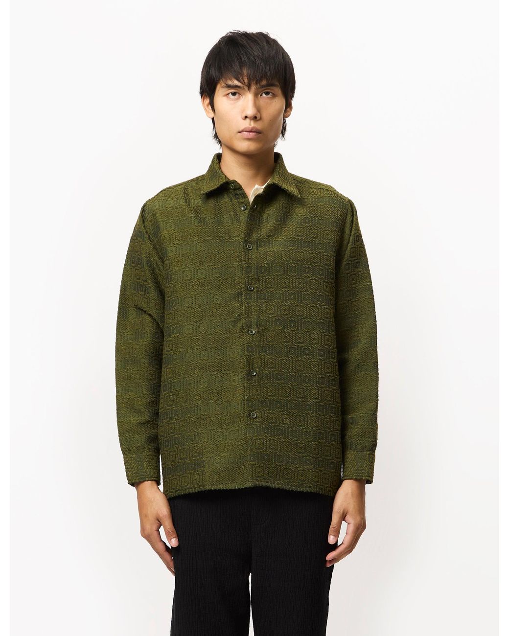 Percival Green Antique Moquette Shirt (Wool Blend) for men