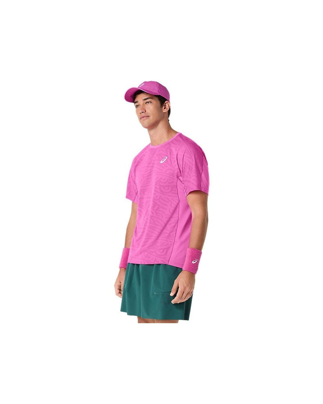 Asics Pink Match Jacquard Ss Top for men