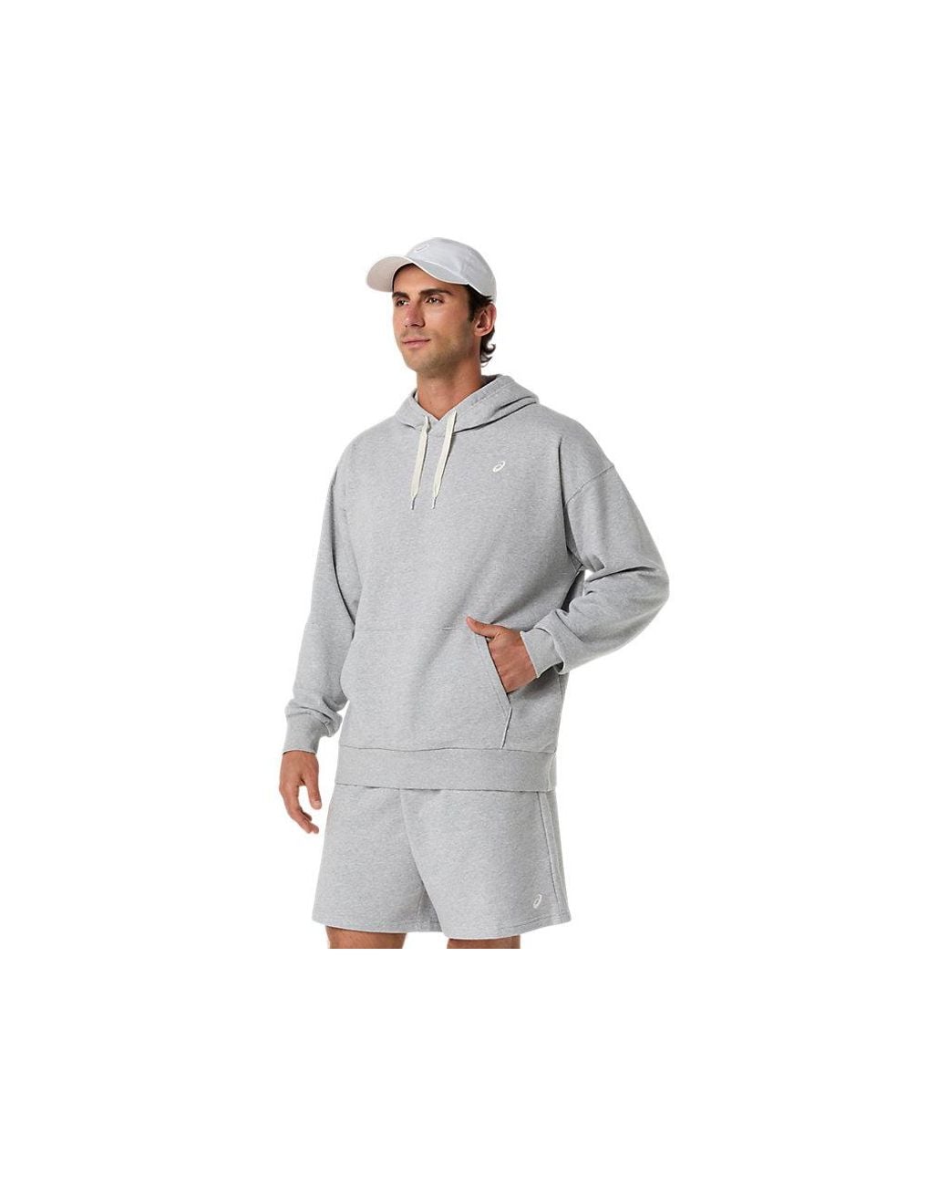 Asics Black French Terry Relaxed Pullover Hoodie for men