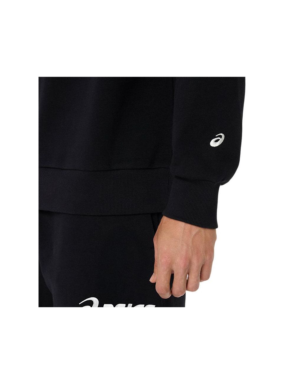 Asics Black Logo Fleece Crew-Neck Top for men