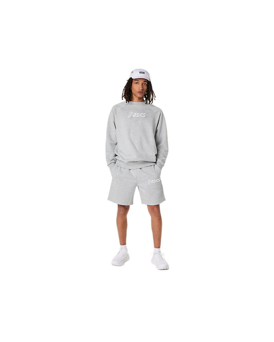 Asics Gray Logo Fleece Crew-neck Top for men