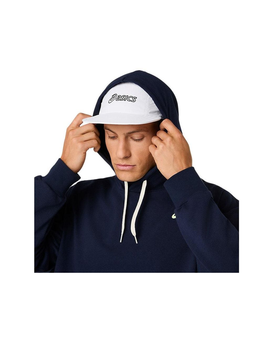Asics Blue French Terry Relaxed Pullover Hoodie for men