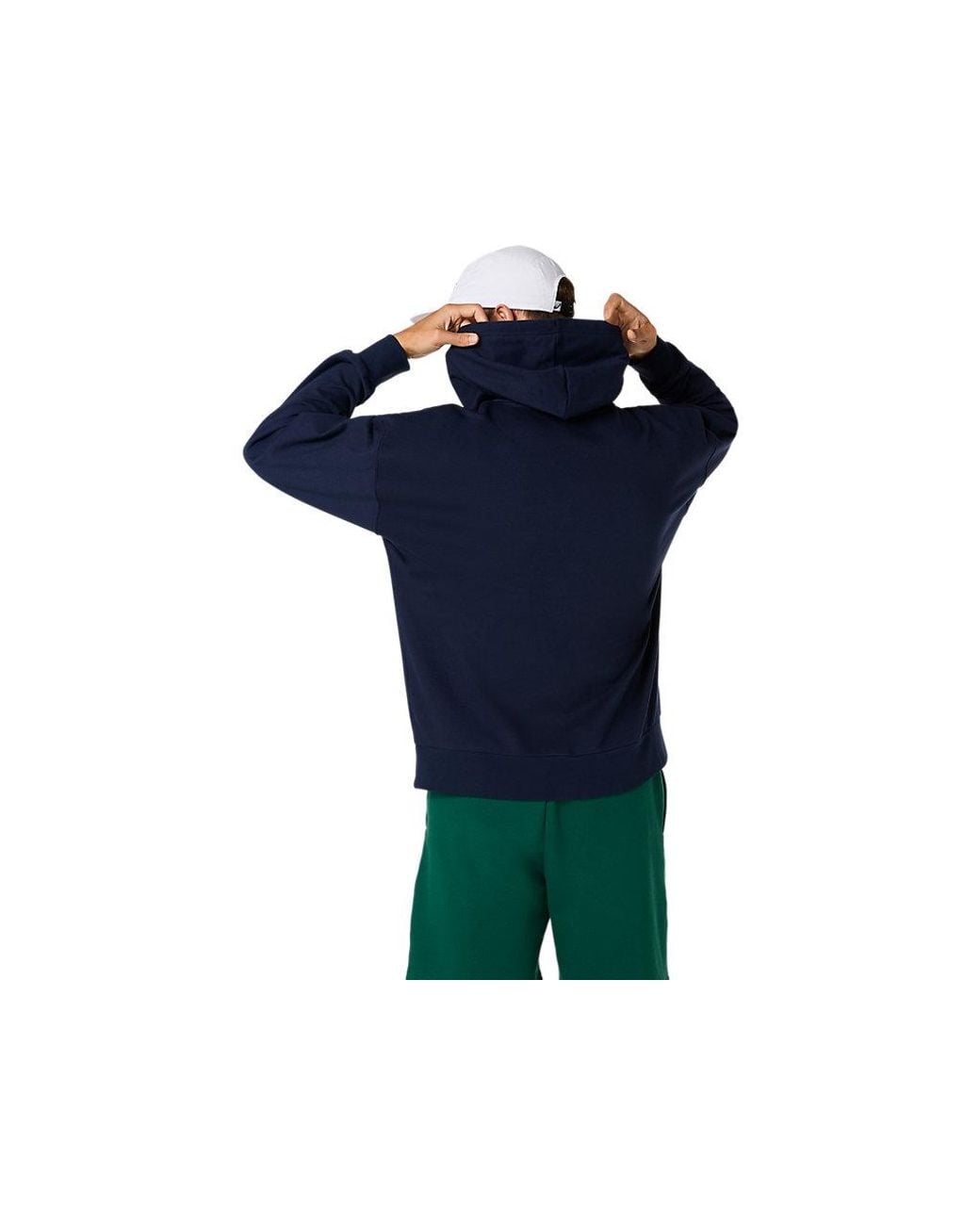 Asics Blue French Terry Relaxed Pullover Hoodie for men