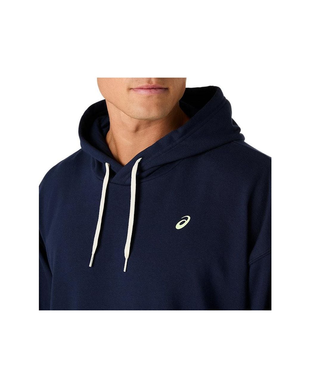 Asics Blue French Terry Relaxed Pullover Hoodie for men