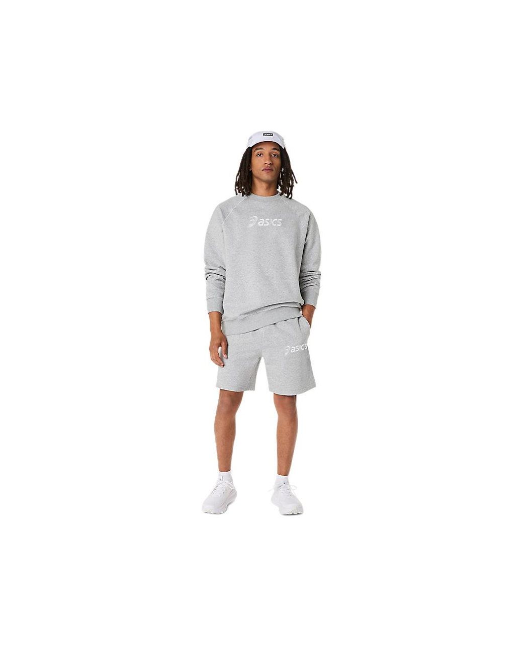 Asics Gray Logo Fleece Crew-neck Top for men