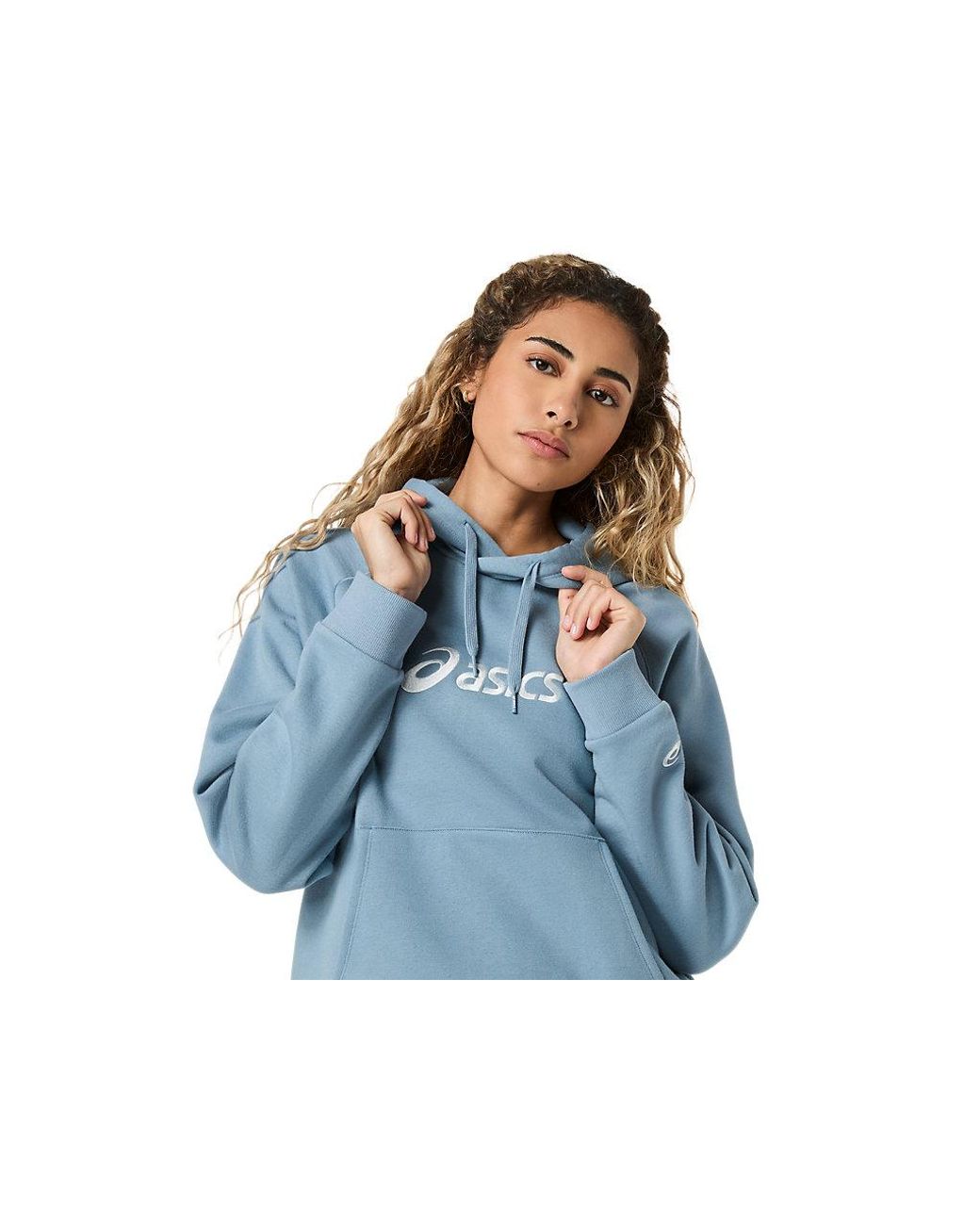 Asics Blue Logo Fleece Pullover Hoodie