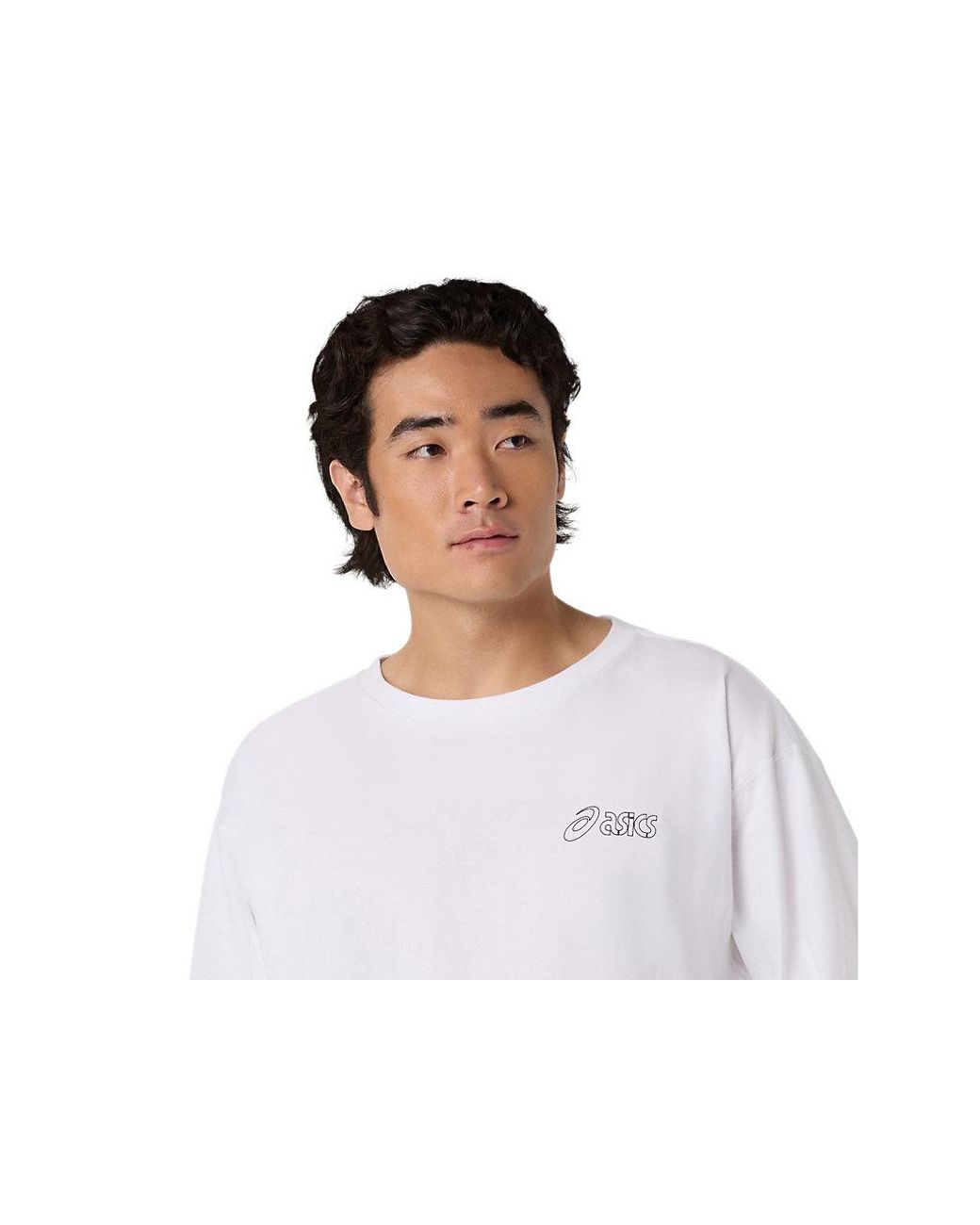 Asics White Graphic Long Sleeve Tee for men
