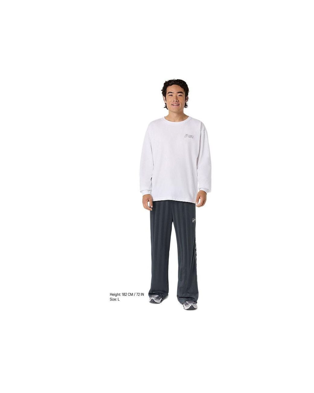 Asics White Graphic Long Sleeve Tee for men