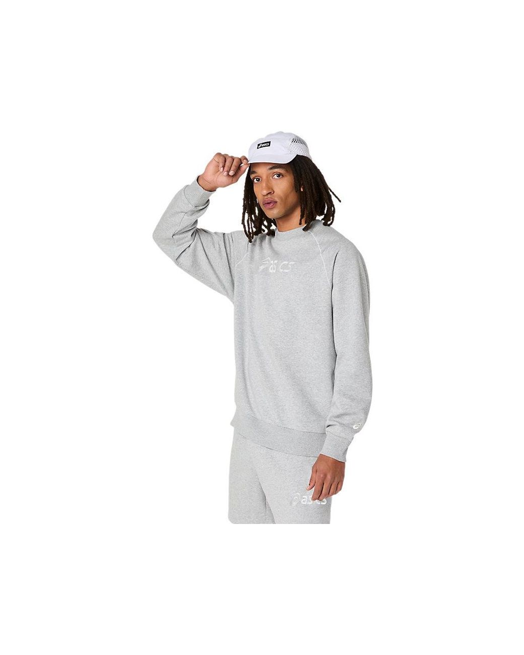 Asics Gray Logo Fleece Crew-neck Top for men