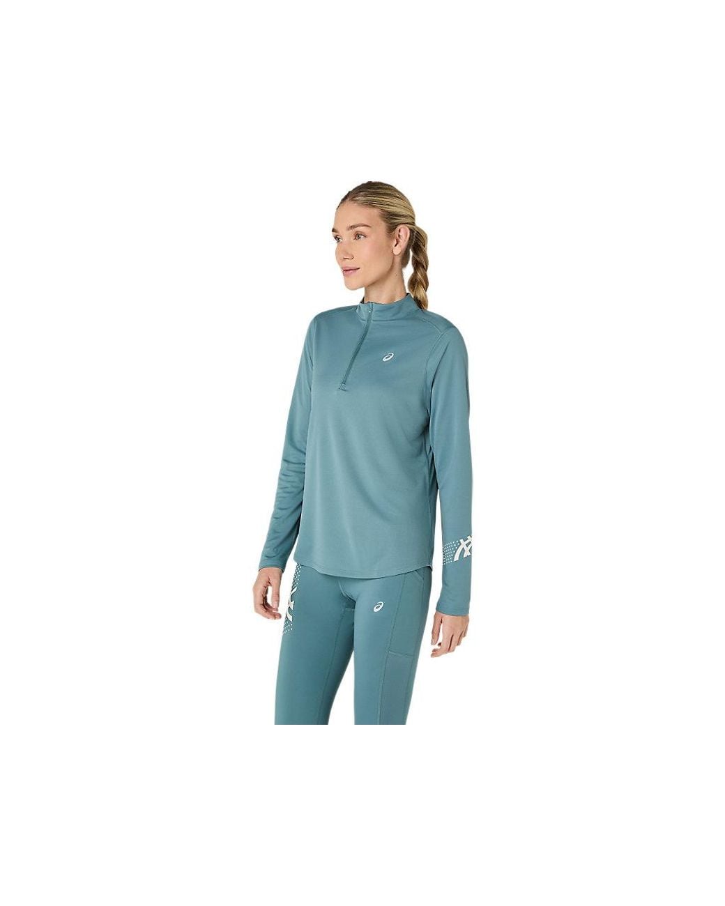 Asics Icon 1/2 Zip Ls Top in het Blue