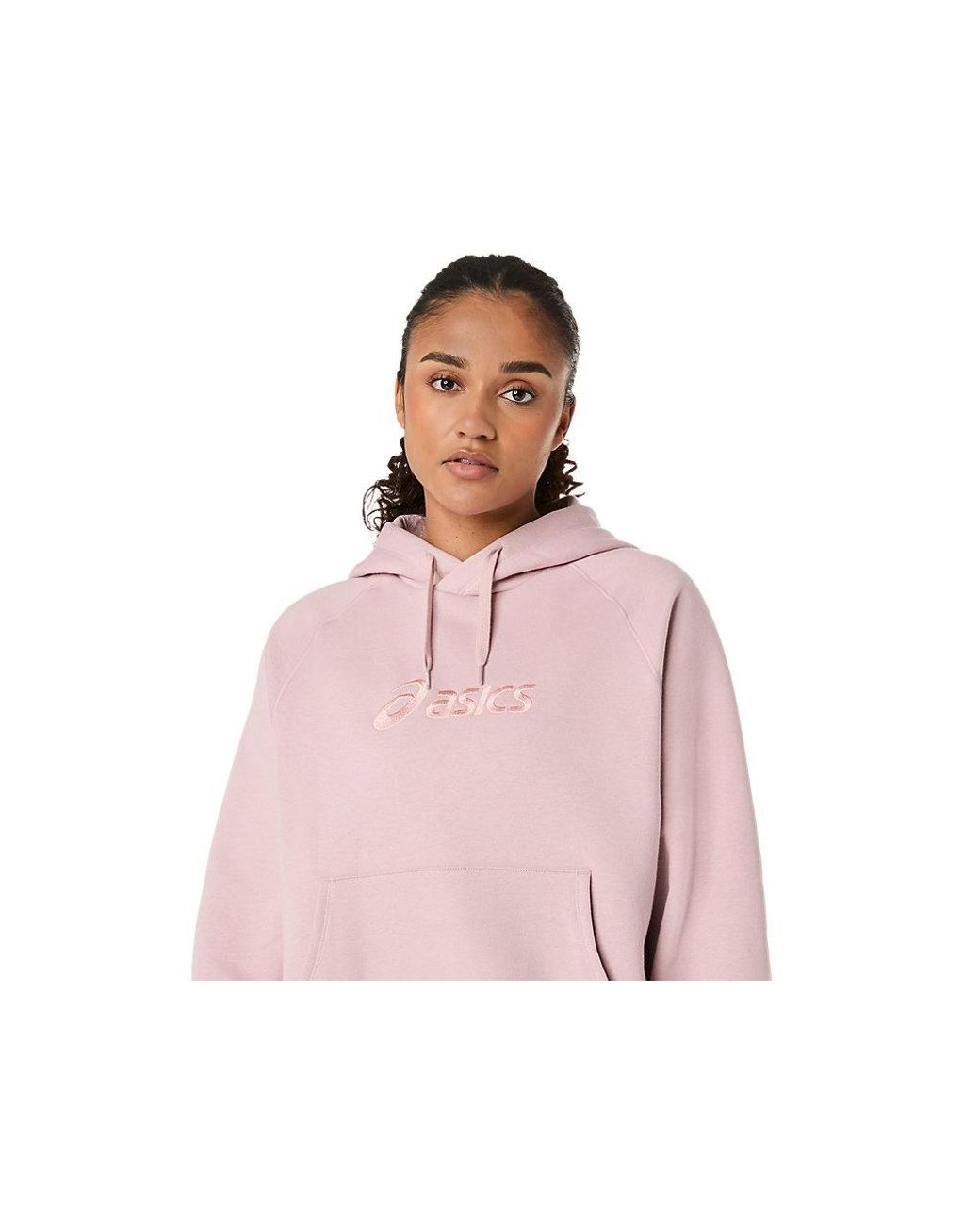 Asics Pink Logo Fleece Pullover Hoodie