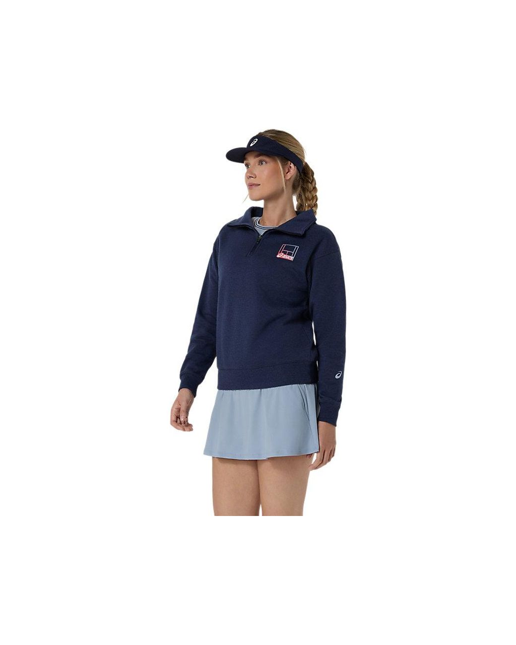 Asics Blue Court Core Graphic Half Zip Sweatshirt