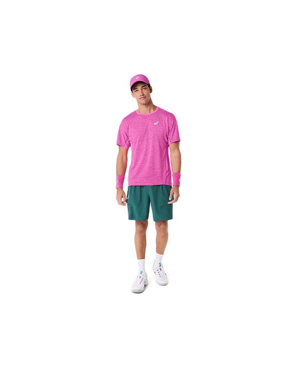 Asics Pink Match Jacquard Ss Top for men