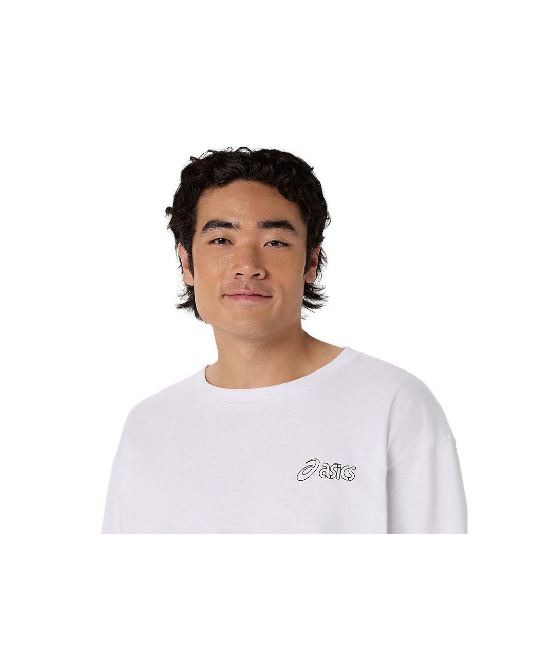 Asics White Graphic Long Sleeve Tee for men