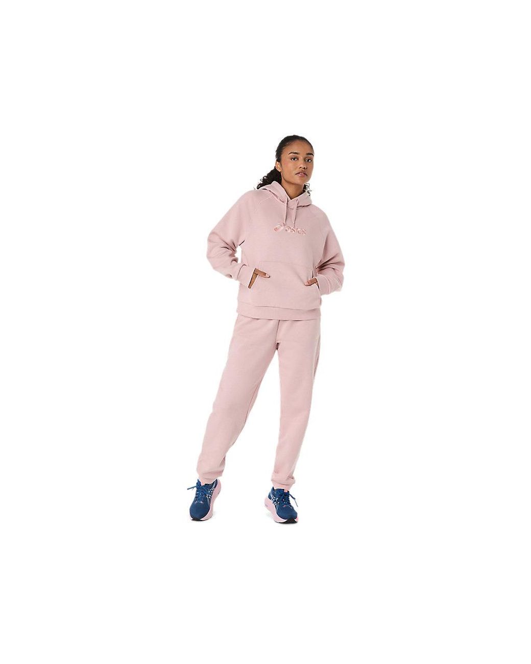 Asics Pink Logo Fleece Pullover Hoodie