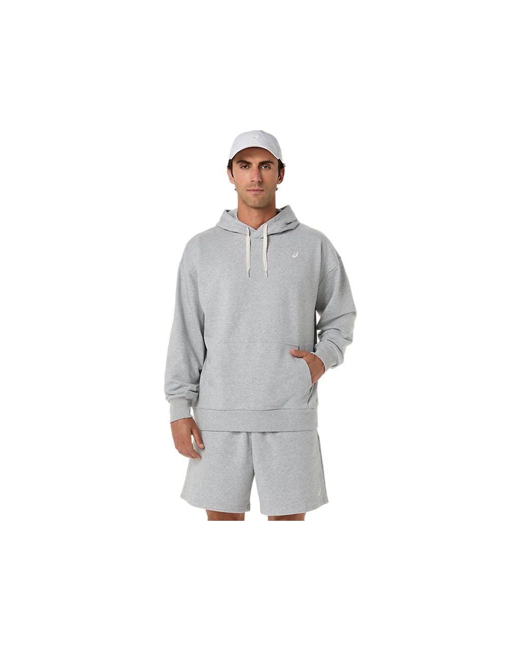Asics Black French Terry Relaxed Pullover Hoodie for men