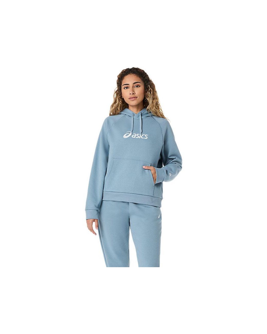 Asics Blue Logo Fleece Pullover Hoodie