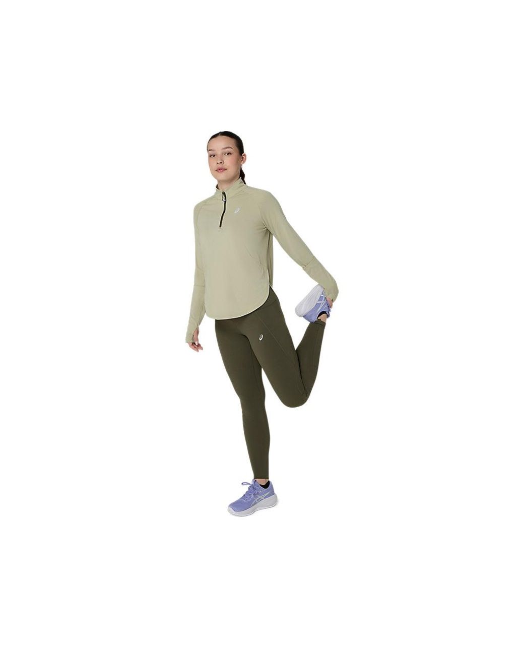 Asics Green Nagino Run 1/4 Zip Ls Top