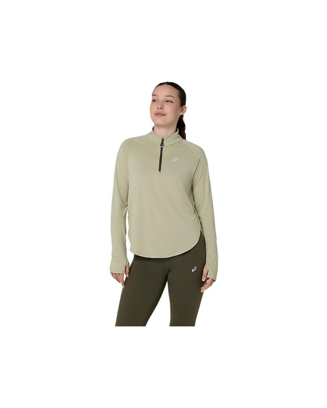 Asics Green Nagino Run 1/4 Zip Ls Top