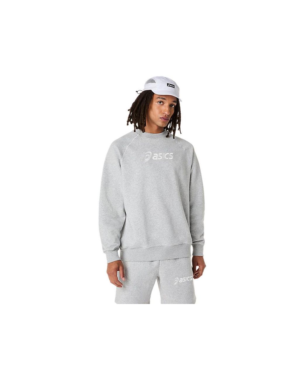 Asics Gray Logo Fleece Crew-neck Top for men