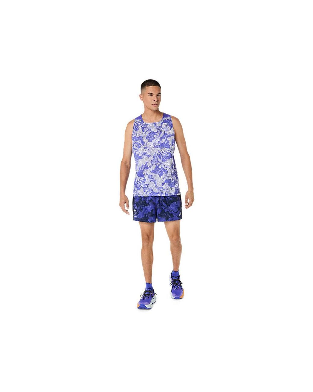 Asics Blue Fujitrail Singlet for men