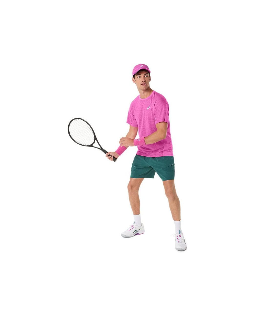 Asics Pink Match Jacquard Ss Top for men
