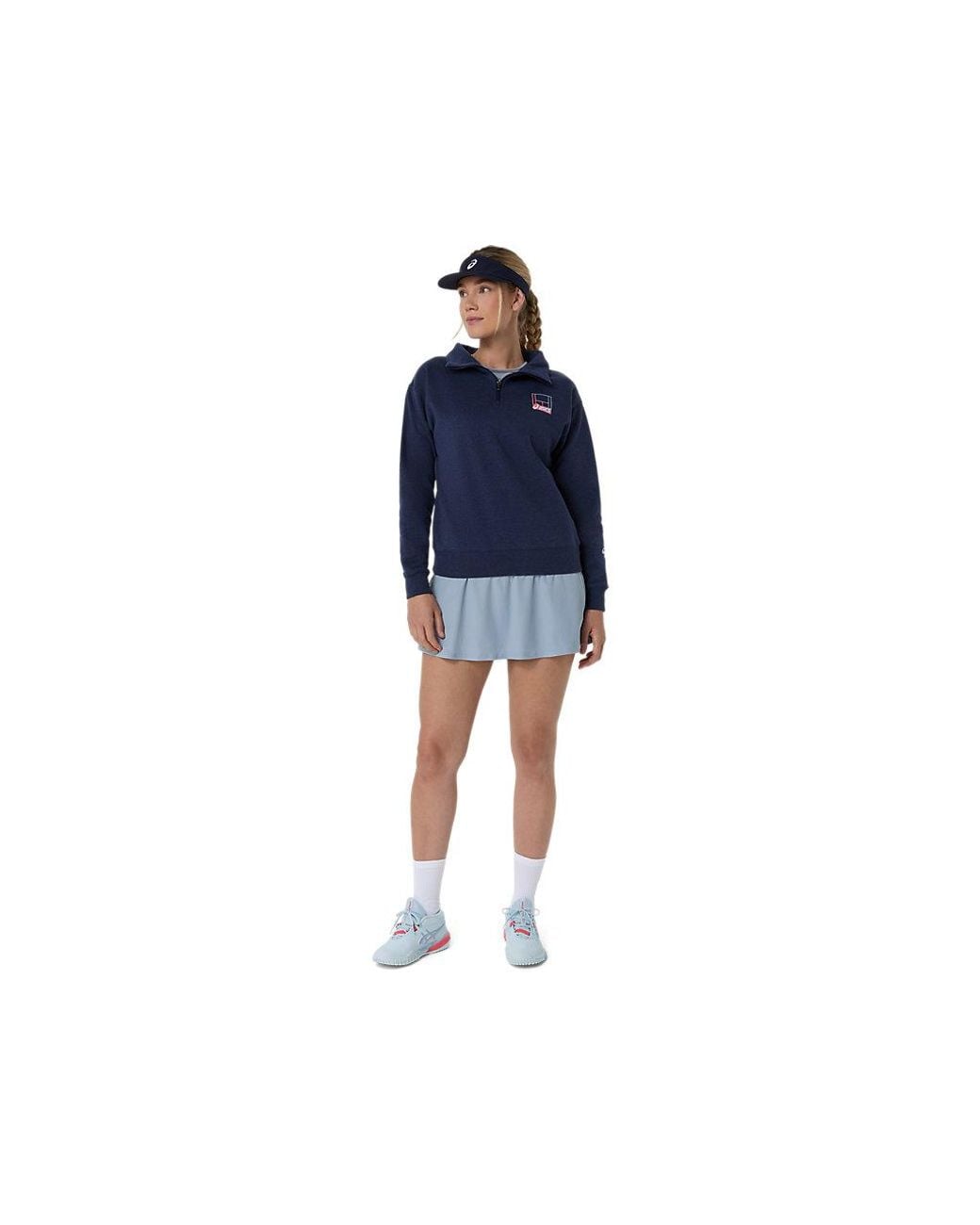 Asics Blue Court Core Graphic Half Zip Sweatshirt