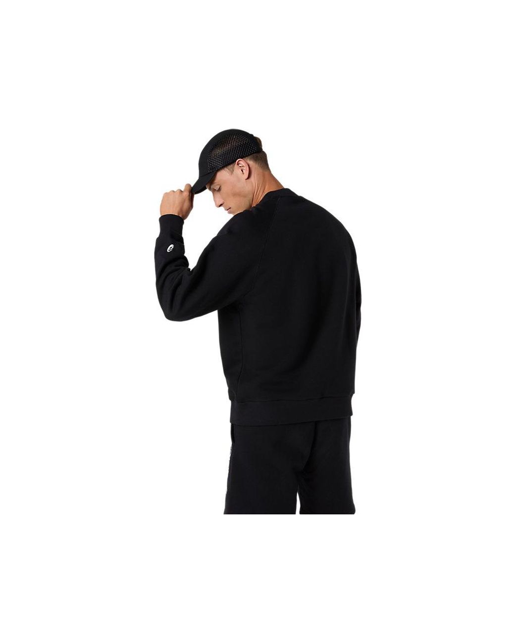 Asics Black Logo Fleece Crew-Neck Top for men