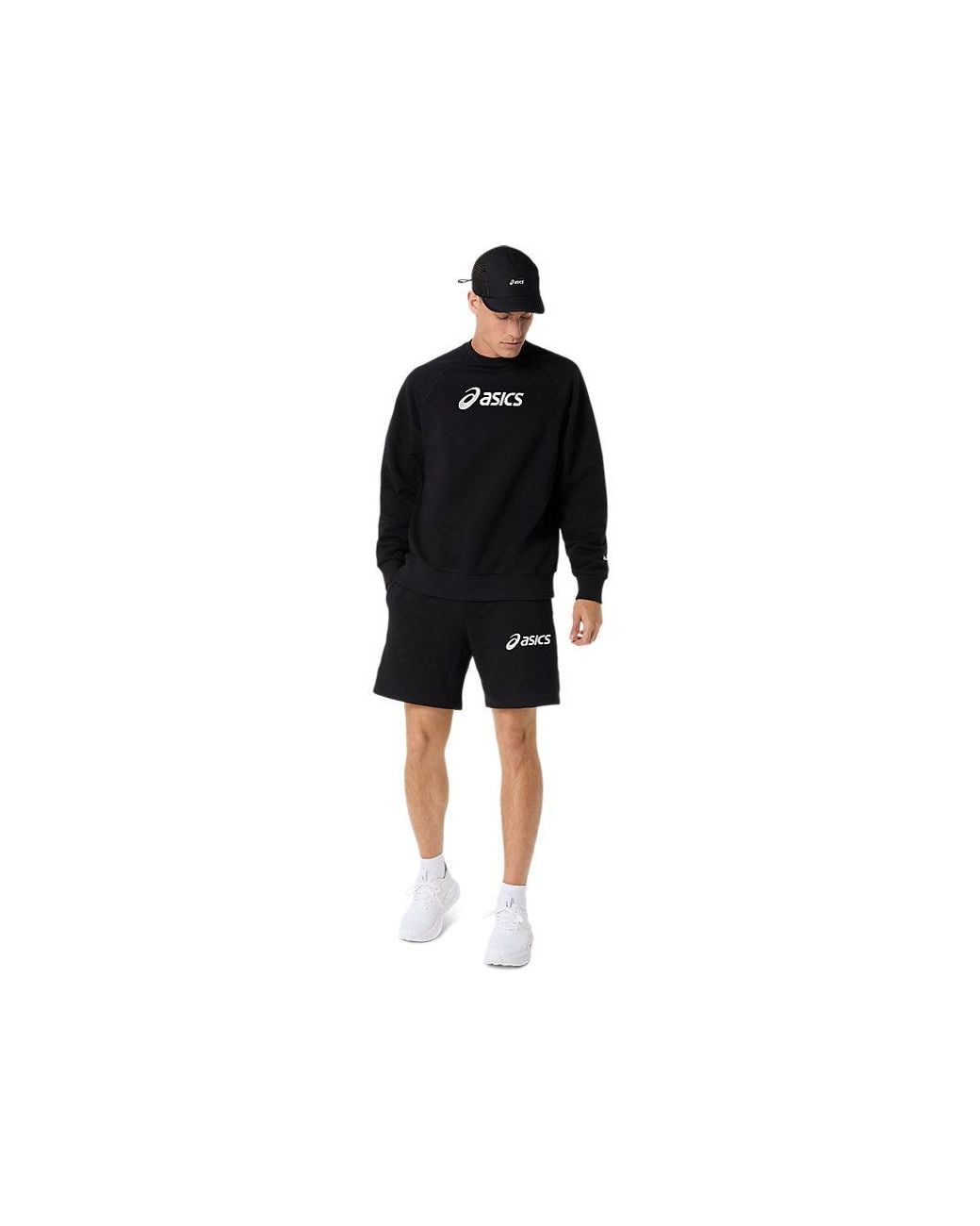 Asics Black Logo Fleece Crew-Neck Top for men
