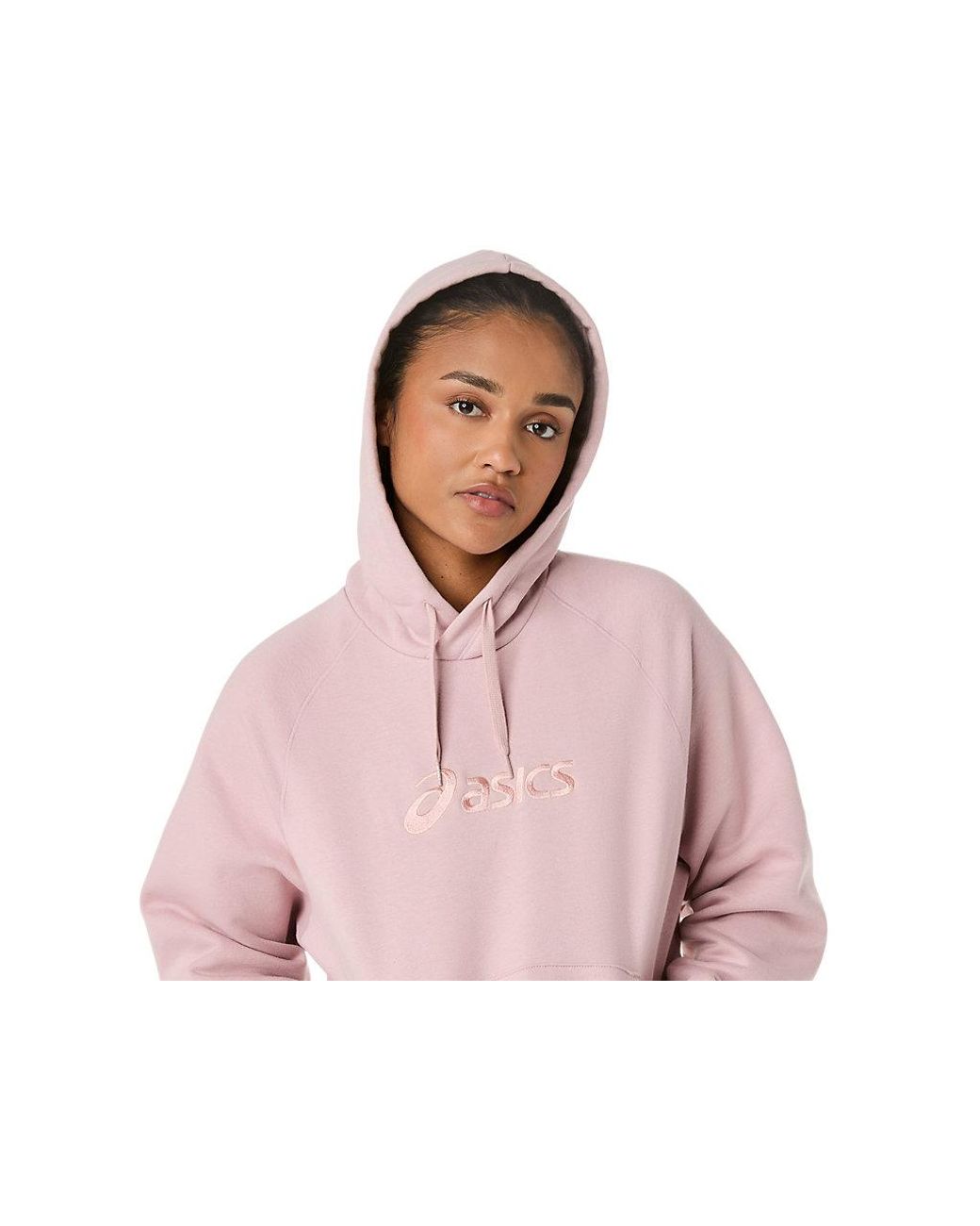 Asics Pink Logo Fleece Pullover Hoodie