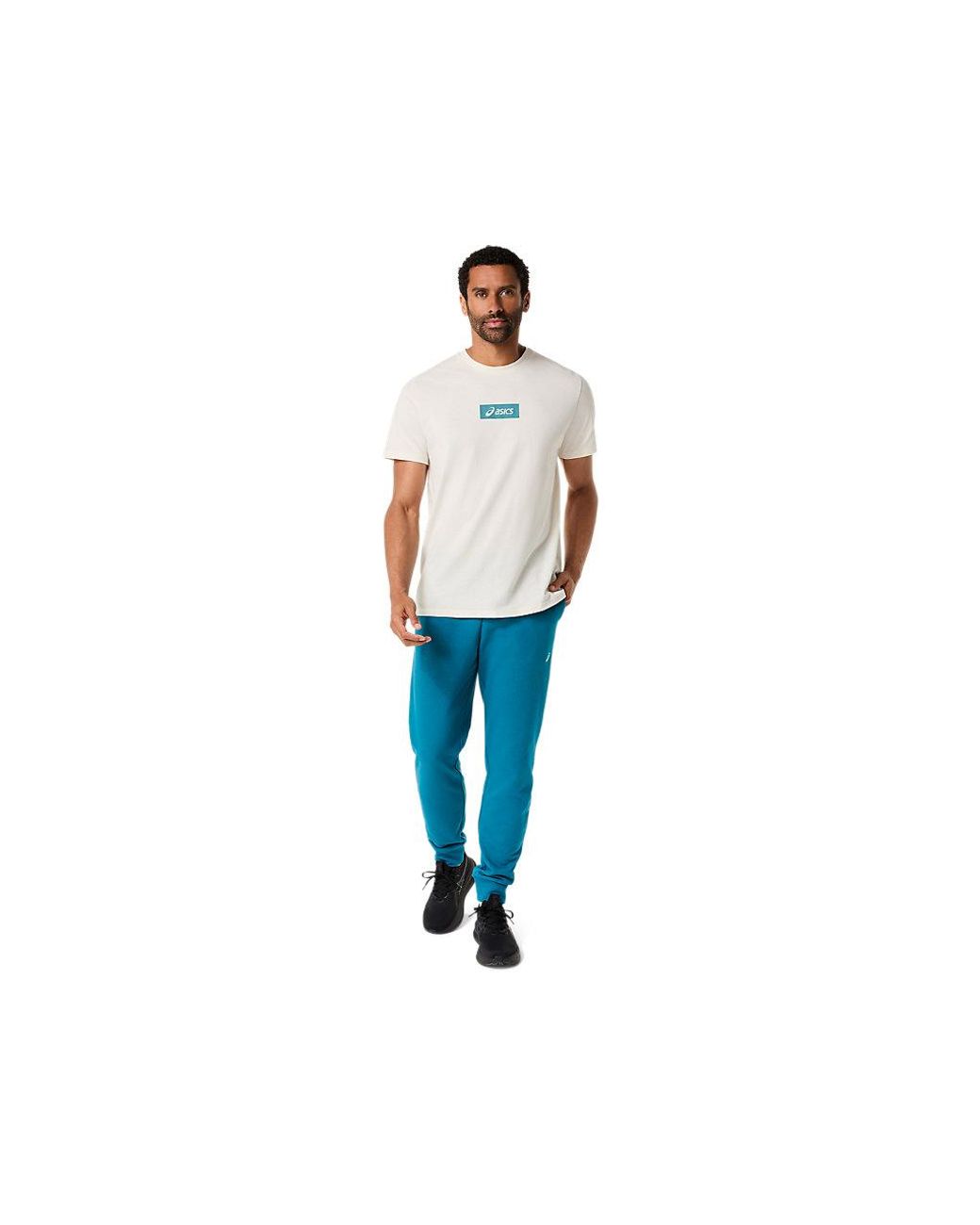 Asics Blue Asics Chest Logo Tee for men