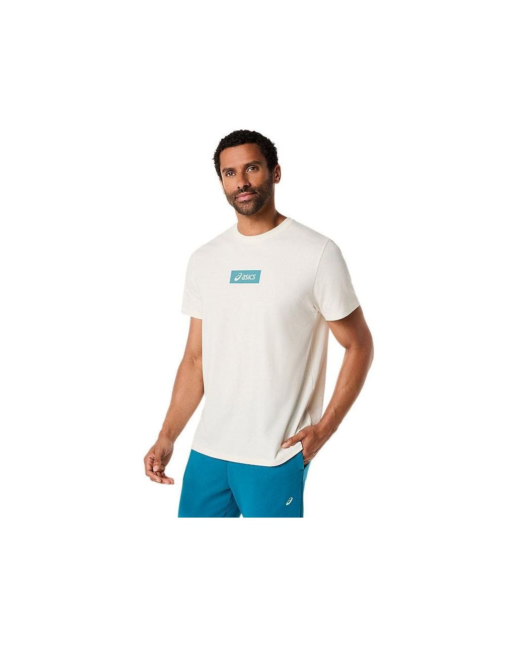 Asics Blue Asics Chest Logo Tee for men