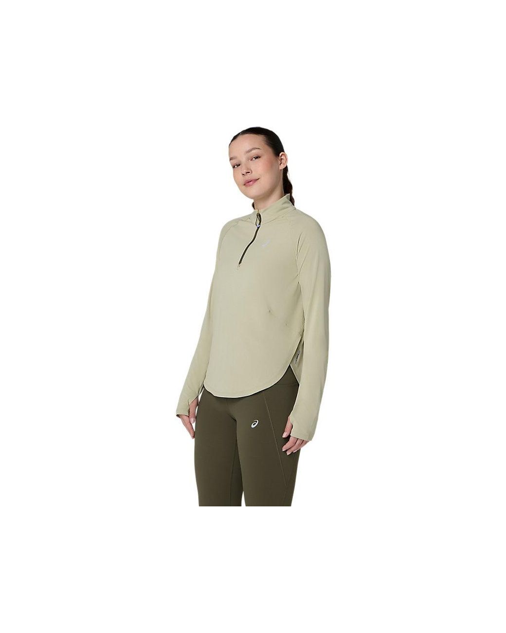 Asics Green Nagino Run 1/4 Zip Ls Top