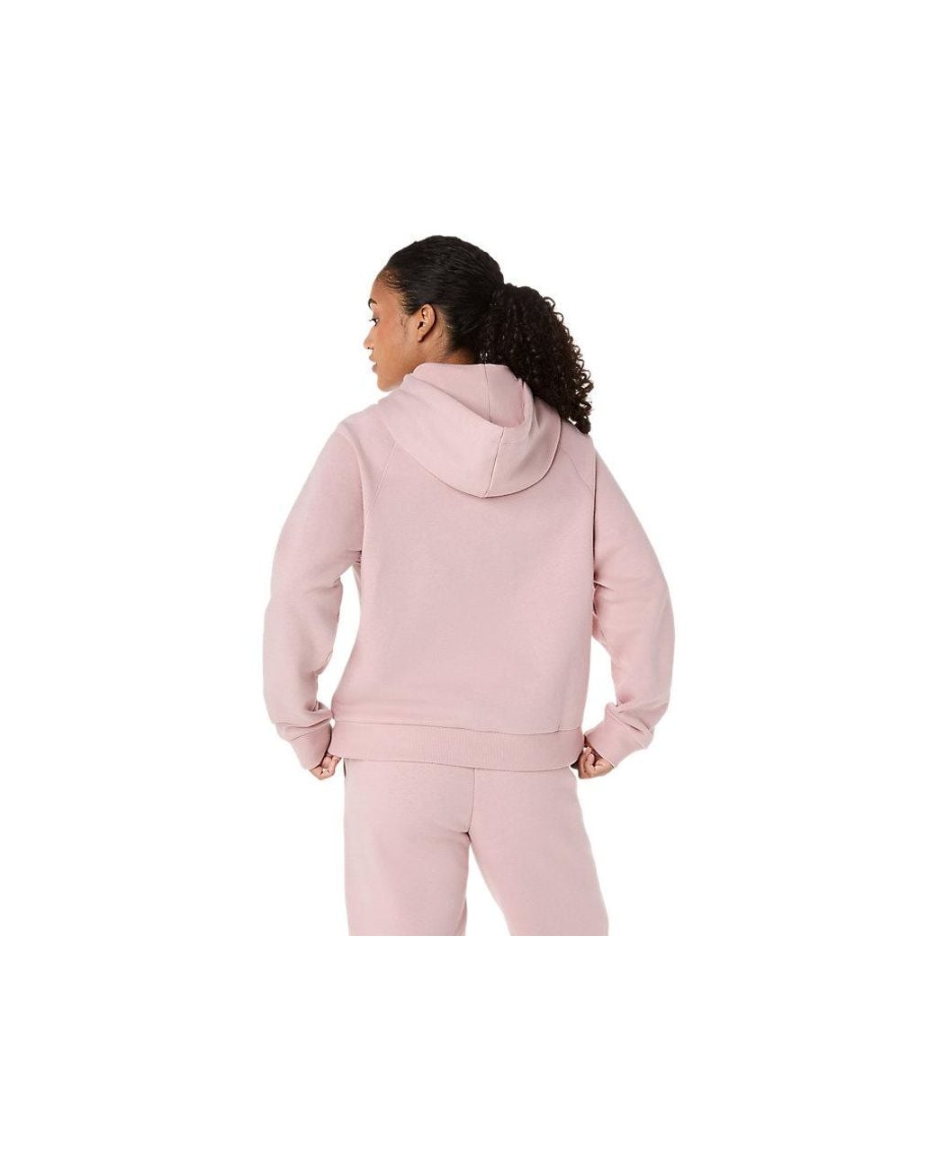 Asics Pink Logo Fleece Pullover Hoodie
