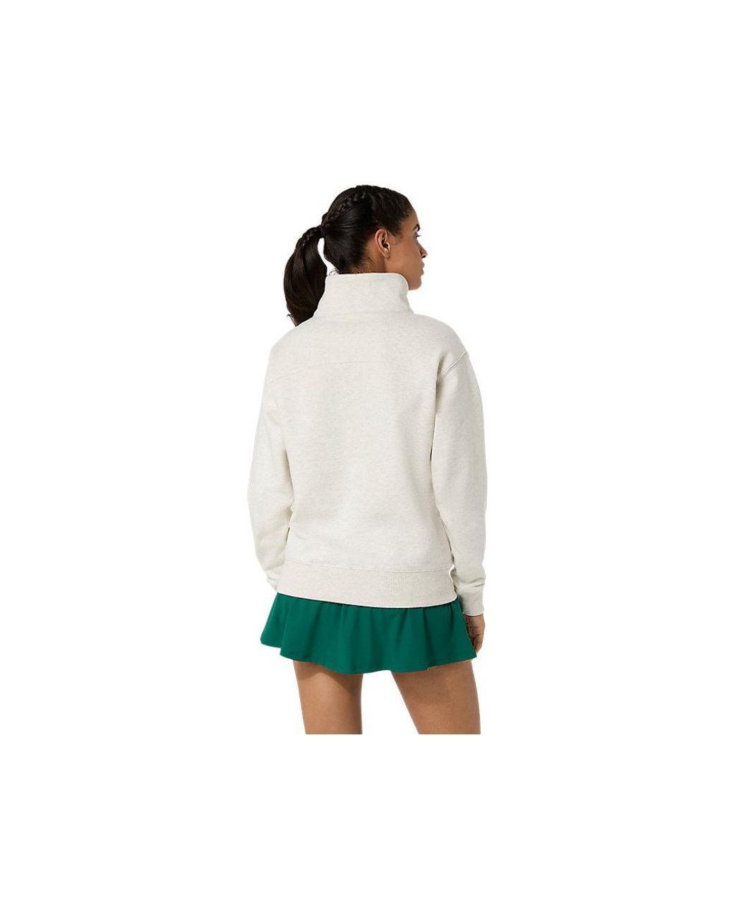 Asics White Court Core Graphic Half Zip Sweatshirt